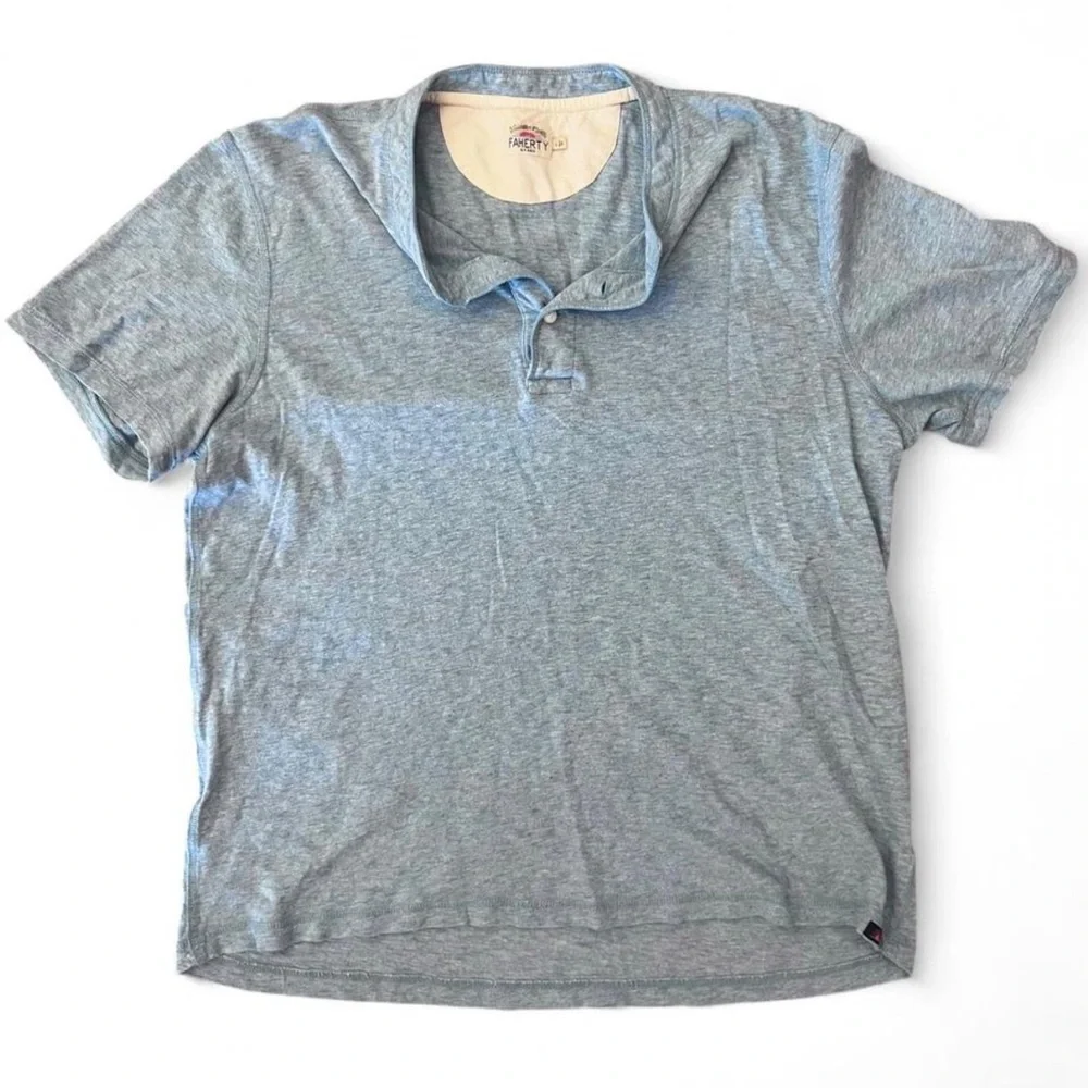 Faherty Light Blue Polo Short Sleeve Tee Shirt - Picture 1 of 9